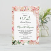 100e verjaardag Elegant foto Floral verjaardag Kaart (Staand voorkant)