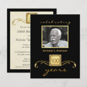 100e verjaardag Elegant Foto-uitnodigingen Kaart (Voorkant / Achterkant)