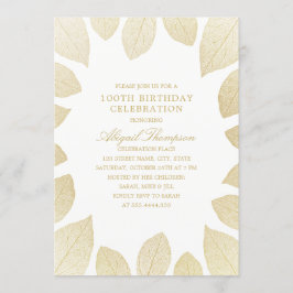 100e verjaardag Elegant Gold Leaves Kaart