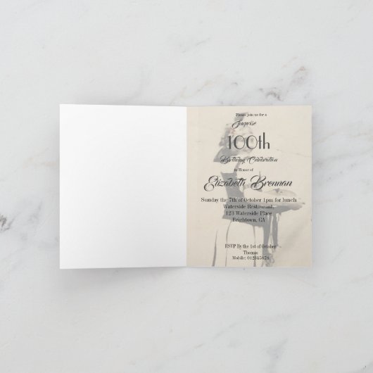 100e verjaardag Elegante Monogram Foto Gevouwen (Binnen)