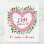 100e verjaardag Etiket op gepersonaliseerde wijnfl (Enkel label)