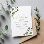 100e verjaardag eucalyptus eenvoudig elegant feest kaart
