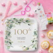 100e verjaardag Eucalyptus Papieren Bordje (Feest)