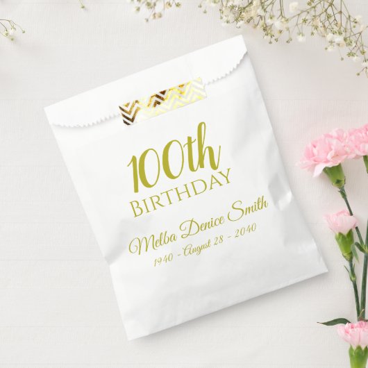 100e verjaardag Favor Bags gepersonaliseerd Bedankzakje (Gezegeld)