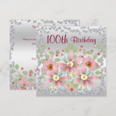 100e verjaardag Floral Display & Diamonds Kaart (Voorkant / Achterkant)