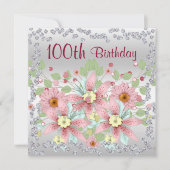 100e verjaardag Floral Display & Diamonds Kaart (Voorkant)