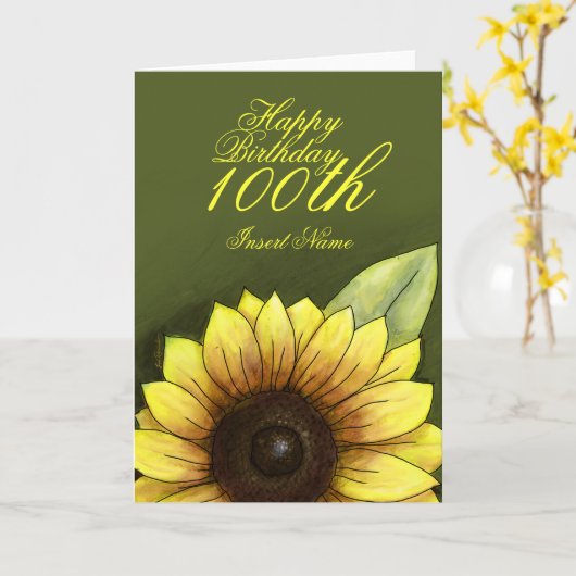 100e verjaardag Floral Kaart (Gele Bloem)