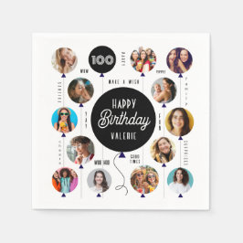 100e verjaardag foto ballonnen servet