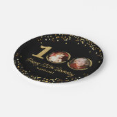 100e verjaardag foto Elegant zwart goud glitter Papieren Bordje (Gekanteld)