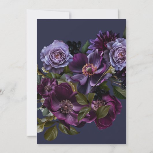 100e Verjaardag Foto Moody Paarse Bloemen Kaart (Achterkant)