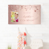100e verjaardag foto roos gouden roze glittersterr spandoek (Insitu)