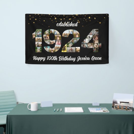 100e verjaardag fotocollage opgericht 1924 spandoek (Beurs)