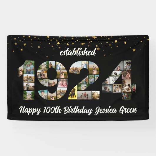 100e verjaardag fotocollage opgericht 1924 spandoek (Horizontaal)