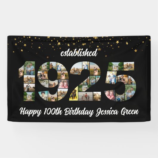 100e verjaardag fotocollage opgericht 1925 spandoek (Horizontaal)