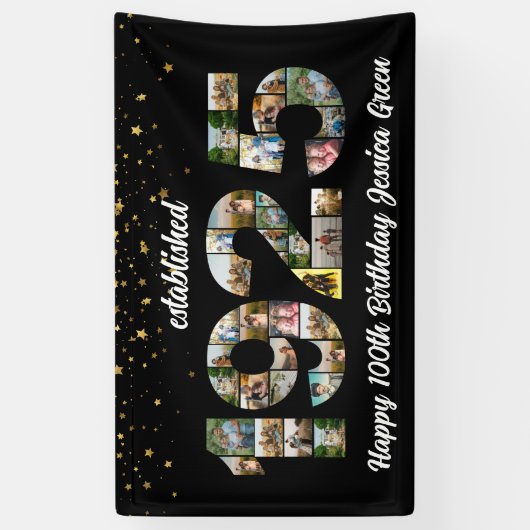 100e verjaardag fotocollage opgericht 1925 spandoek (Verticaal)