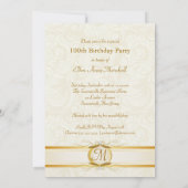 100e verjaardag - Fotouitnodiging voor ivoor Damas Kaart (Achterkant)