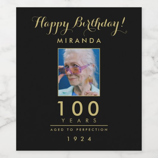 100e verjaardag Fotowinlabel Wijn Etiket (Enkel label)