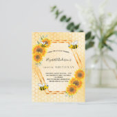 100e verjaardag gele rustige zonnebloemen uitnodig briefkaart (Staand voorkant)