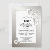 100e verjaardag Geometrisch Zilveren Feest Kaart (Voorkant)