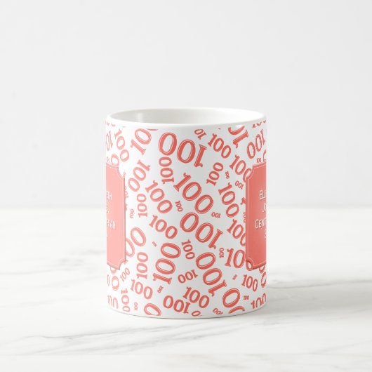 100e Verjaardag Gift Coral Random Number Pattern Koffiemok (Center)