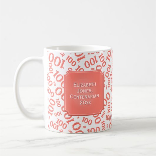100e Verjaardag Gift Coral Random Number Pattern Koffiemok (Links)