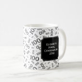 100e Verjaardag Gift Zwart Willekeurig Getal Patro Koffiemok (Voorkant rechts)