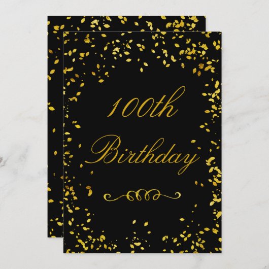 100e verjaardag Glamoureuze Gouden Confetti Kaart (Voorkant / Achterkant)