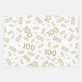 100e verjaardag Gold en White Number Pattern 100 Inpakpapier Vel (Voorkant)