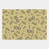 100e verjaardag Gold en zwart nummer 100 Inpakpapier Vel (Voorkant 3)