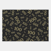 100e verjaardag Gold en zwart nummer 100 Inpakpapier Vel (Voorkant)
