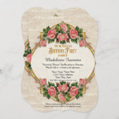 100e verjaardag Gold Glitter Rozen Kaart (Voorkant / Achterkant)