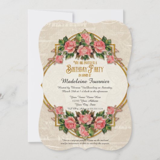 100e verjaardag Gold Glitter Rozen Kaart (Voorkant)