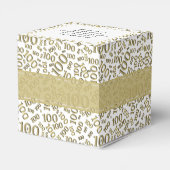 100e verjaardag Gold/White Random Number Pattern Bedankdoosjes (Achterkant)