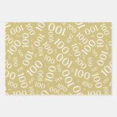 100e verjaardag Goud en Wit Nummerpatroon 100 Inpakpapier Vel (Voorkant 3)