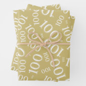 100e verjaardag Goud en Wit Nummerpatroon 100 Inpakpapier Vel (In situ)