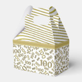 100e verjaardag Goud/Wit Nummerpatroon Bedankdoosjes (Achterkant)