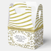 100e verjaardag Goud/Wit Nummerpatroon Bedankdoosjes (Geopend)