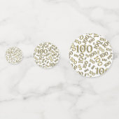 100e Verjaardag Goud/Wit Verspreid getal Patroon Confetti (Voorkanten)