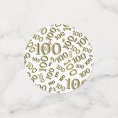 100e Verjaardag Goud/Wit Verspreid getal Patroon Confetti (Kleine voorkant)