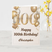 100e verjaardag goudballonnen en Confetti verjaard Kaart (Gele Bloem)