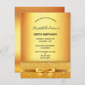 100e verjaardag gouden metallische uitnodiging (Voorkant / Achterkant)