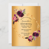 100e verjaardag goudvuurbloemen geometrisch kaart (Voorkant)