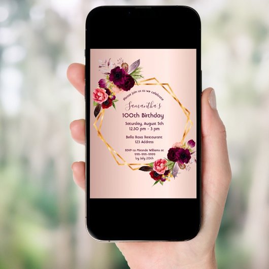 100e verjaardag gragundy roos goud geometrisch kaart