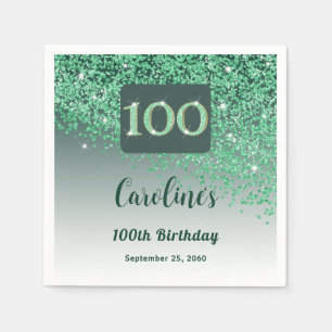 100e verjaardag  groene glitter servet