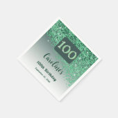 100e verjaardag  groene glitter servet (Hoek)