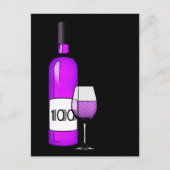 100e verjaardag halftone wijnfles & glas briefkaart (Voorkant)
