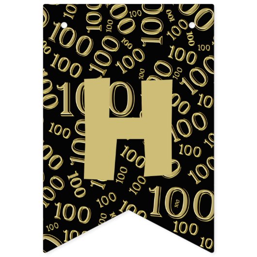 100e verjaardag Happy Birthday Bold Gold en zwart Vlaggetjes (Tweede vlag)