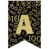 100e verjaardag Happy Birthday Bold Gold en zwart Vlaggetjes (Derde vlag)