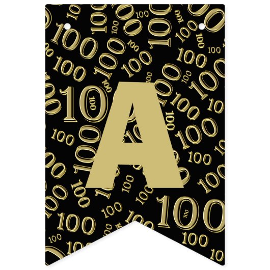 100e verjaardag Happy Birthday Bold Gold en zwart Vlaggetjes (Derde vlag)