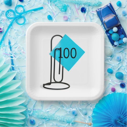 100e verjaardag Herinneringsnotitie op een papercl Papieren Bordje (Feest)